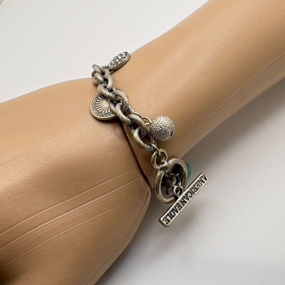 American Eagle Charm Bracelet Horseshoe Flower Charms Silver Tone Live Your Life - Picture 3 of 7